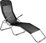 Outtec® Klappbare Gartensessel Sonnenliege Liegestuhl Klappliege bis 130 kg (Schwarz)