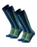 DANISH ENDURANCE 2 Paar Sport Kompressionsstrümpfe, Stützstrümpfe, 21-26 mmHg, für Herren & Damen (Blau/Neon Gelb, EU 39-42)