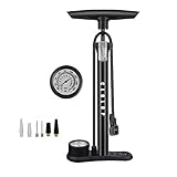 CLOLOP Fahrrad-Standpumpe mit Manometer, Fahrradpumpe Hochdruck 160 PSI, Fahrradpumpe mit Luftballpumpe, passend für Schrader und Presta-Ventil