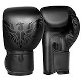 ATERCEL Boxhandschuhe, Muay Thai Kickboxen Sparring, Boxing Training Gloves für Männer und Damen, Boxsack Punchinghandschuhe, Kickboxhandschuhe für MMA Kampfsport Training, Schwarz, Erwachsene