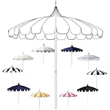 IMUNKT Großer Pagode Sonnenschirm Garten Terrassenschirm 260cm Outdoor Marktschirm, Gestreift, Vintage, Braut Sonnenschirm Für Den Außen(White 1)