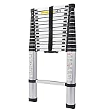 ZJXANMZ 20 Fuß Teleskopleiter, Aluminium-Ausziehleiter für den Innen- und Außenbereich, 150 kg Tragkraft, perfekt für den Dachboden von Wohnmobilen – kompakte Größe von 4,5 Fuß