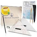 Navigationsbesteck für SBF See & Binnen I Set: Kursdreieck & Anlegedreieck (je 24,5 cm), Marinezirkel, Wissensflyer inkl. und mehr I Ideal für den Sportbootführerschein