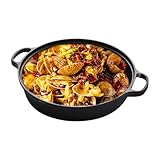 Stibtmr Pfanne mit Antihaftbeschichtung – runde Pfanne aus Gusseisen für Induktion mit transparentem Deckel, ergonomisches Küchenwerkzeug für Pfannkuchen und gekochte Gerichte