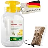 GARDIGO® Fliegenfalle mit Lockstoff I Fliegenabwehr Terrasse I Made in Germany I Fliegenfänger zum Aufhängen für Außenbereich, Outdoor Küche I Insektenvernichter Insektenfänger Fliegenschutz