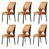 Luxuriöser moderner Esszimmerstuhl aus Leder, gebogene Rückenlehne, Metallbeine, rutschfeste Füße, perfekt für Restaurant, Küche, Bankett, Balkon, Wohnzimmer, Empfang (1 Stück, braun)