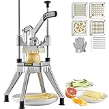 VEVOR Kartoffelschneider Pommes Frites Schneider 1/2 + 3/8 + 1/4 Zoll, Frittenschneider Gemüseschneider Kommerzieller Zerkleinerer Obstschneidemaschine mit 6 Ersatzklingen, Edelstahl Zerhacker