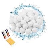 Filterballs für Sandfilteranlagen, 200g Pool Filterbälle, Mehrweg Filterballs mit PH -Testpapier, Wiederverwendbar Filterkugeln Pool, Filterbälle Filtermaterial Ersetzen für Filterpumpe Aquarium