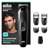 Braun All-In-One Bartpflege Bodygroomer Set, 6-in-1 Barttrimmer / Bartschneider, Trimmer/Haarschneider Herren, Haarschneidemaschine, Kammaufsätze, 50 Min. kabellose Laufzeit, MGK3410