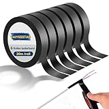 Taiyeestar 6 Rollen Isolierband à 20 m, Isolierband Schwarz, Isolierband Wasserdicht, Isolierband Selbstverschweißend, Electrical Tape zum Schutz, Bündeln und Reparieren von Kabeln, 15mm x 20 m