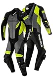 Urban Kevlar Herren Premium Motorrad Racing Lederkombi 1-teiliger professioneller Rennanzug mit Rüstungsschutz, Schwarz/Viz, XL