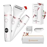 MAXGROOM 3-in-1 Intimrasierer für Frauen,Akku Elektrischer Rasierer Damen Intimbereich mit LED Nass-Trocken Damenrasierer Elektrisch,Bikini Trimmer Damen Intimbereich,Elektrorasierer für Gesicht
