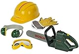Theo Klein 8525 Bosch Kettensäge mit Zubehör | Mit batteriebetriebenem Sägegeräusch und Blinklicht | Spielzeug für Kinder ab 3 Jahren