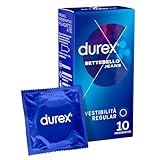 10 transparente Kondome Durex Jeans mit Silikon-Gleitmittel Easy-On Form mit Tank aus Naturkautschuk-Latex, 1 Box mit 10 Kondomen