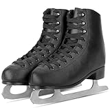 AhmyLion Eiskunstlaufschuhe für Anfänger – weiße Leder-Schlittschuhe für Damen und Herren (bestellen Sie 1 Größe größer für beste Passform)