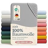 Laleni Jersey Spannbettlaken 100x100 cm Laufstall - Oeko-TEX zertifiziertes Spannbettlaken quadratisch - Laufstall Bezug aus Baumwolle - Spannbettlaken Laufgitter 100x100 - für Moseskorb Baby in Grau