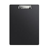 7er Klemmbrett A4, Kunststoff Klemmbrett mit Metalklemme, Einschiebbare Aufhängöse, Clipboard zum Aufhängen, Pad Halter Clipboard für Büroangestellte, Studenten, Lehrer, 31,5 x 21,5 cm, Schwarz