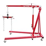 Werkstattkran 2000 KG Klappbarer Motorkran - Hydraulischer Motorheber 2000kg, Höhenverstellbar mit 4 Stufen, inkl. Motorausgleicher & Rollen für KFZ-Werkstatt Auto-Reparatur zum Motor Heben