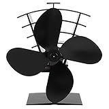 Acouto Ofenventilator, Kaminventilator 4 Blätter Wärmebetriebener Ofenventilator Wärmeverteilung für Holzscheitbrenner