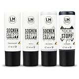 LM-Kreativ Socken Stopp Anti Rutsch Set (Set Schwarz, Weiß, Grau, Transparent) - ABS Antirutsch, Sock Stop Creme, flüssige Sockensohle, Rutsch-Stop