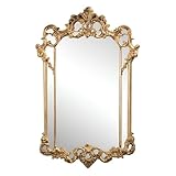 Wandspiegel in Vintage Golden, 100x70cm Antiker Barockspiegel mit Verschnörkeltem Rahmen, für Eingangsbereich, Schlafzimmer, Wohnzimmer, Badezimmer