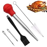 Bratenspritze Aus Edelstahl Bratenspritze Edelstahl Fleischspritze Soße Spritze BBQ Bratenspritze Fleischspritze Marinierspritze,Turkey Baster,zum Aushärten von Truthahn, Gebratenem Ganzen Lamm