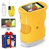 Digitales Mikroskop für Kinder, Temodu 2.0' Bildschirm, 1000X USB tragbares Taschenmikroskop, Wiederaufladbares Tragbares Mikroskop, Mikroskope Anschluss an PC, Science draussen ab 3 Jahren (Orange)