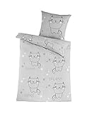 Dreamhome 100% Baumwolle Katze CAT Renforce Bettwäsche 135x200 Kissenbezug 80x80 mit RV