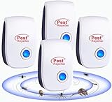Ultraschall Schädlingsbekämpfer, 4 Stück Mäuseabwehr Mäusevertreiber Ultraschall & Pest Control Repeller, Moskitoschutz Innenräumen für Mücken, Spinnen, Kakerlaken, Mäuse