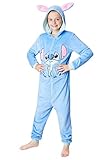 Disney Stitch Onesie Mädchen, Kuschelige Warm Einteiler Schlafanzug Kinder, Baby Yoda Geschenke für Mädchen Weihnachten (Blau Stitch, 9-10 Jahre)