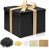 Geschenkbox mit Deckel 23 x 23 x 18 cm Schwarz Geschenkkarton Groß Tiefe Geschenkverpackung Geschenk Box für Geburtstag Babydusche Valentinstag Muttertag, Schwarz