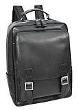 A1 FASHION GOODS Premium-Leder-Rucksack für Herren, Wandern, Reisen, lässiger Tagesrucksack, A185, Schwarz