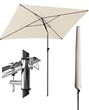 4smile Sonnenschirm Balkon + Sonnenschirmhalter Balkongeländer + Sonnenschirm Schutzhülle - SET Sonnenschutz Balkon mit UV50+ Sonnenschirm rechteckig 200x125cm SunnyShade Plus, Beige