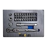 JEUCLEL Mini-Ratschen-Set, 180-Grad-Flexkopf, rechtwinkliger Schraubendreher mit Bit, Torx, Kreuzschlitz, Sechskant, Schlitz, Vierkant und Verlängerung, kleiner Ratschenschlüssel mit 72 Zähnen, 35