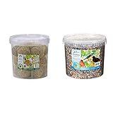 Dehner Natura Wildvogelfutter, Riesen-Meisenknödel, 21 Stück (5.3 kg) & Natura Wildvogelfutter, Streufutter im Eimer, 3 kg
