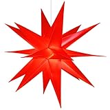 Qijieda 3D Weihnachtsstern Beleuchtet Außen Batterie mit Timer - 58cm led Weihnachtsstern für Fenster, Adventsstern Stern Zum Dekorieren von Innenhof, Balkon Und Garten (58cm, Rot)