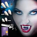 Vampir Zähne Kinder VampirzäHne Halloween Kostüm Damen Accessoires Cosplay Geschenke, Halloween Zähne Erwachsene Party Deko Vampire Teeth Fangs mit Kleber 3 Paare Vampirgebiss Werwolf Zähne Zahnersat