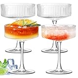 PORFOYO Cocktailgläser 4er Set, 280ml Champagner Gläser, Sektschalen, Weingläser, Martinigläser für Champagner Espresso Martini Cosmopolitan Daiquiri für Festliche Anlässe und Partyabende