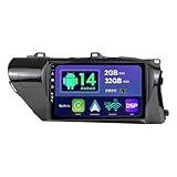SXAUTO Android 14 IPS Autoradio für Toyota Hilux (2015-2020) - Eingebaut CarPlay Android Auto - Rückfahrkamera KOSTENLOS - 2G+32G - Lenkradsteuerung DAB Fast-Boot Bluetooth - 2 Din 10.1 Zoll