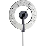 TFA Dostmann Lollipop analoges Design-Gartenthermometer, 12.2055.10, wetterfest, mit großen Ziffern, Silber/Anthrazit