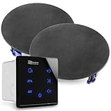 Power Dynamics A50B Bluetooth Deckenlautsprecher Set - 2X Einbaulautsprecher 6,5' Schwarz - 40 Watt Verstärker Unterputzradio, 55mm Tief - Radio, USB & SD für Wohnzimmer, Büro, Gastro & Außenbereich