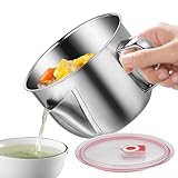 Fettabscheider für Soße – Edelstahl-Fetttrennkanne, Deckelabdeckung, Fleischsieb, überschüssiges Ölentfernungswerkzeug, Küchenhelfer zum Kochen, Suppe, Mahlzeiten, Essen, Heimgebrauch