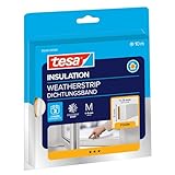 tesa INSULATION Dichtungsband M - Schaumstoffdichtung zum Isolieren von Spalten im Haushalt, selbstklebend - Weiß - 10 m x 9 mm x 5,5 mm