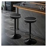 STOOLINK Barhocker 2er Set Barstühle Höhenverstellbar, Barhocker mit Mikrofaser-Leder Tresenhocker mit Fußstütze, Barhocker Ohne Lehne 360° Drehbar Barstuhl 150kg-Schwarz