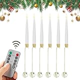 Tuxuseo Batteriebetriebene Christbaumkerzen - Flackernde Flammlose Kerzen Mit Fernbedienung | 6 Stück LED-Dekoration Mit Perlenkugelhaken Für Außen Innen Küche Haus Feiertage Hochzeit