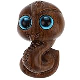 Healvian Handgefertigter Kleiner Schlangenanhänger aus Sandelholz mit Kristallaugen Schlüsselanhänger Handykette Taschenkette Chinesisches Tierkreis Schlangenmotiv Langlebige Holzfigur für
