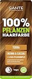 SANTE Naturkosmetik 100% Pflanzenhaarfarbe Pulver 04 Terra, vegane Haar-Coloration mit Bio-Henna & Cassia, langanhaltende Farbe, natürliche Grauabdeckung & Glanz, mit 3-Fach Pflegekomplex, 100g