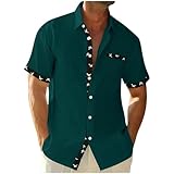 Mrat Herrenhemd, kurzärmelig, Stretch, schmale Passform, normale Passform, Business, Freizeit, Smart-Hemd, Knopfleiste, bequem, weiches T-Shirt, Sommer, Strand, leicht, Urlaub, Urlaub, Grün #01, XXL