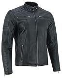 Vance The Leather Company Herren Echtleder Bikerjacke aus 100% Lammleder (as3, alpha, l, regular, regular, Schwarz)