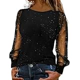 KILOXYEFRO Silvester Outfit，Pailletten Glitzer Oberteile Damen Silvester Outfit Elegant Sexy Casual Oberteile Festliche Pailletten Tunika Blusen